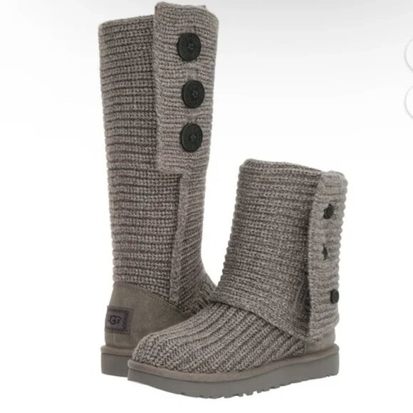 NWOT Sz 8 Ugg Women's Classic Cardy Knit Winter Boots Grey - Picture 5 of 16